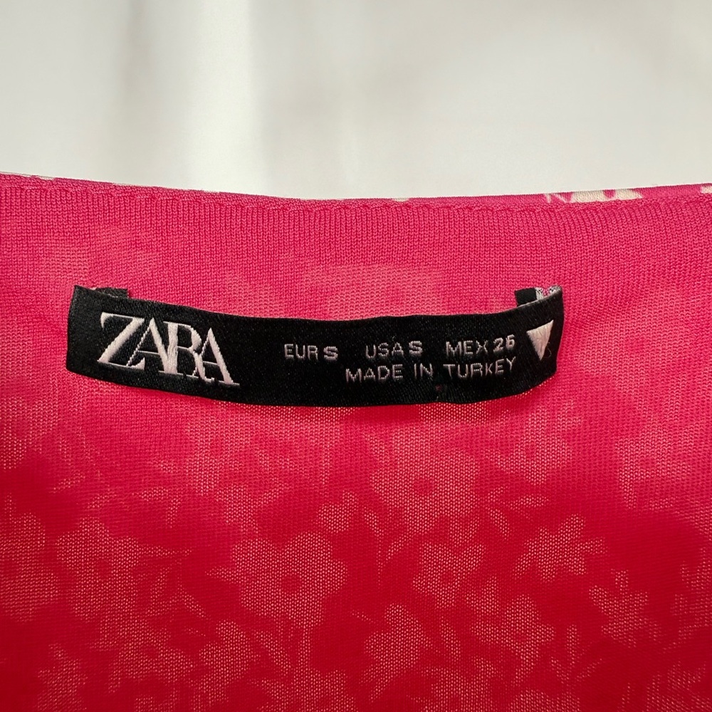 Zara Printed‎ Corset Bodysuit in Pink White Size Small - Picture 7 of 8